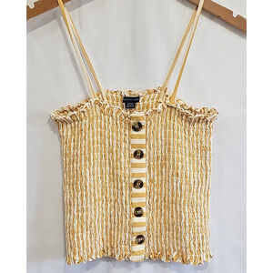 American Eagle Yellow & White Smocked Cami Size S Boho Hippie Coachella Festival